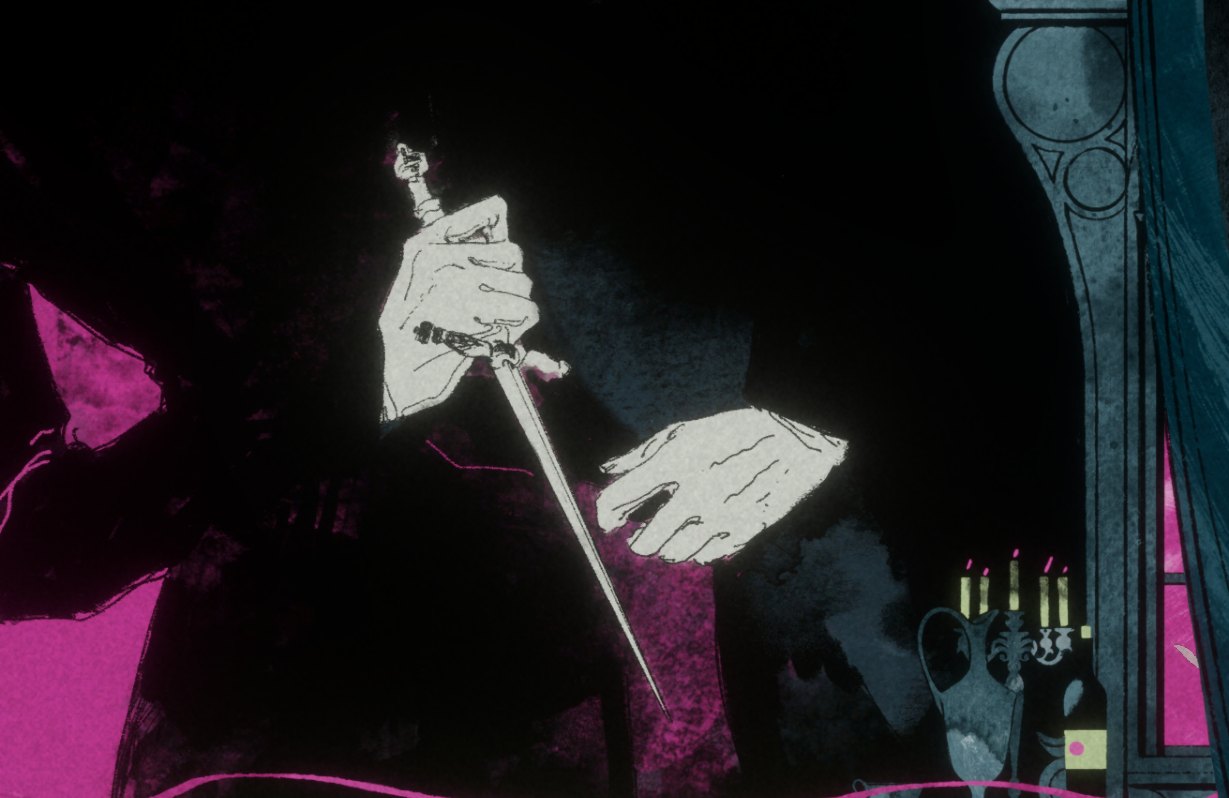 Vice Signalling on Steam: a gloved hand of the Inquisitor draws a dagger in the dark